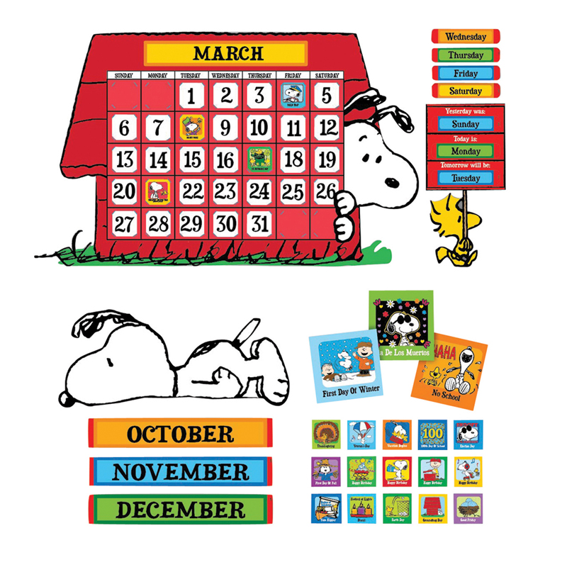 Picture of Eureka EU-847152 34 x 24 in. Peanuts Calendar Bulletin Board Set