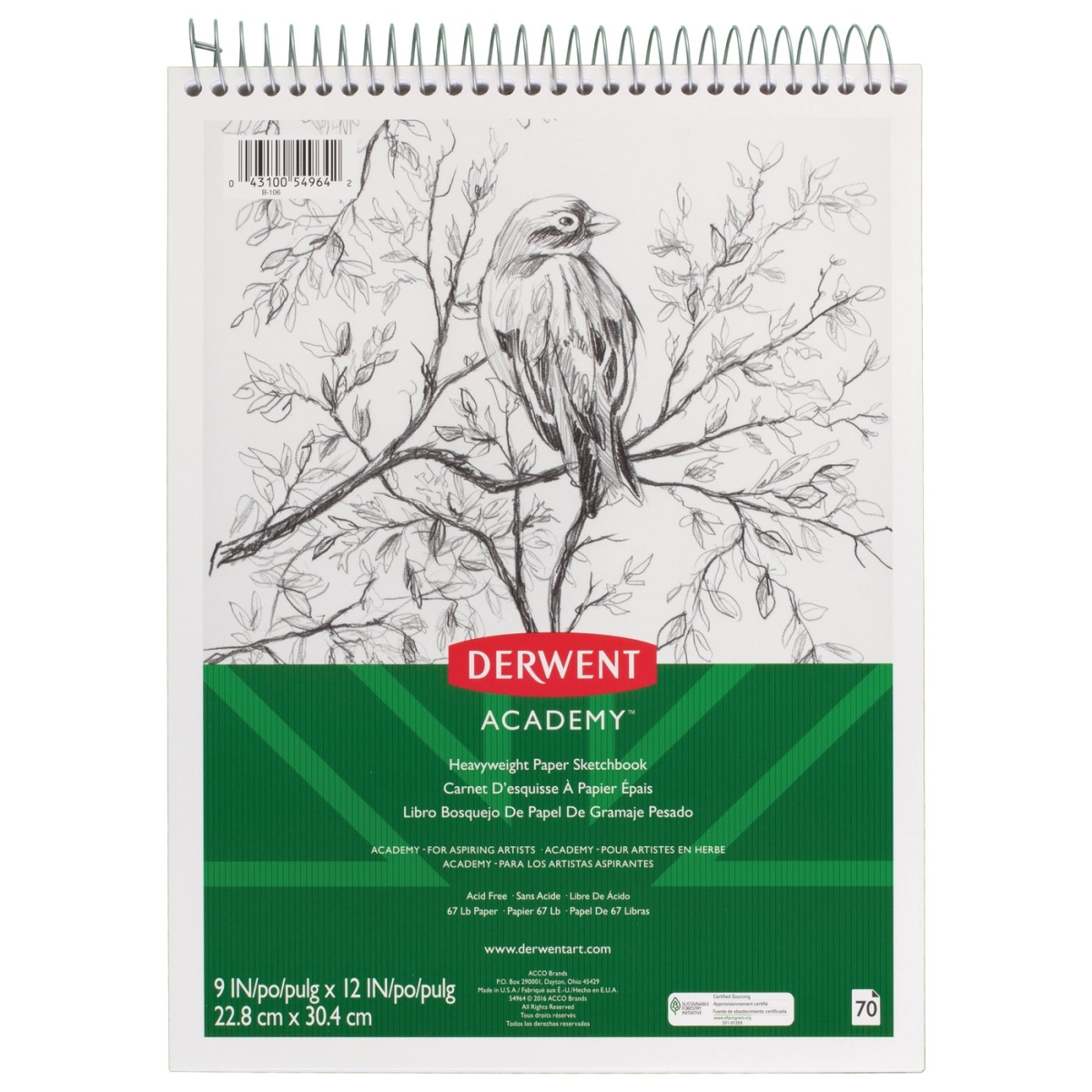 Picture of Mead products MEA54964 9 x 12 in. Wirebound Sketchbook Derwent Academy - 70 Count