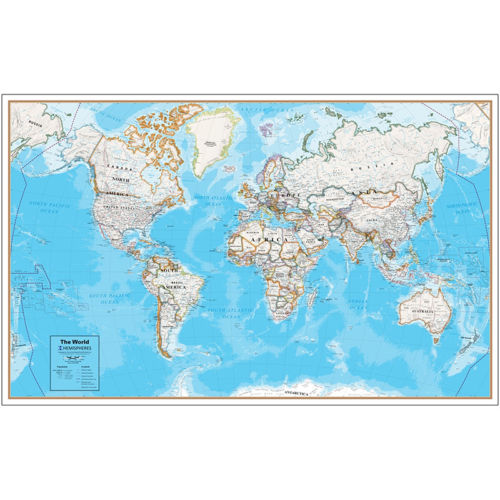 Picture of Round World Products RWPHM08 Contemp Laminated Wall Map World