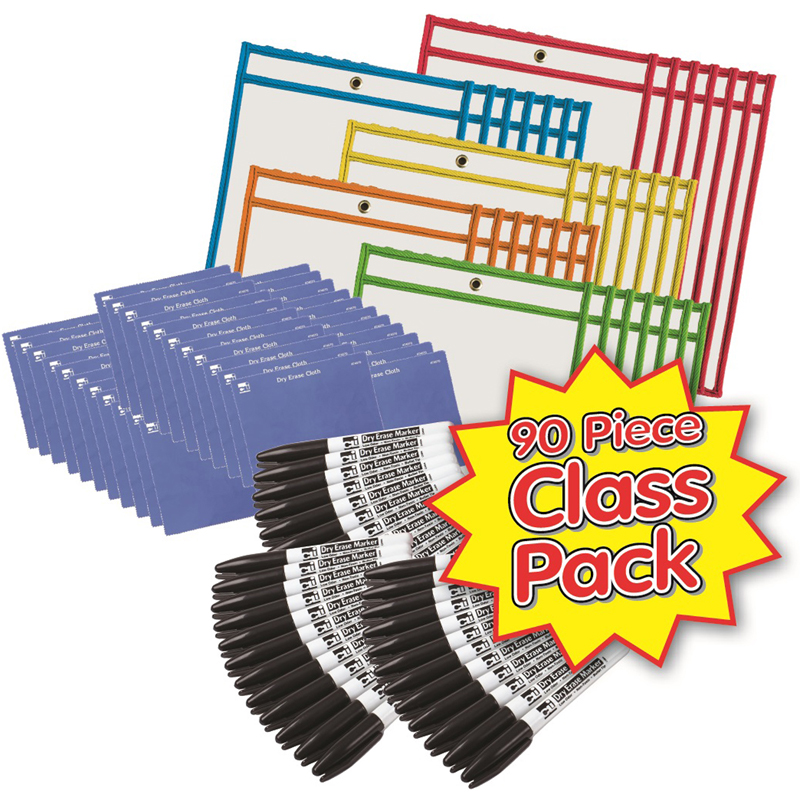 Charles Leonard  Dry Erase Pocket - Classroom Pack - Set of 30