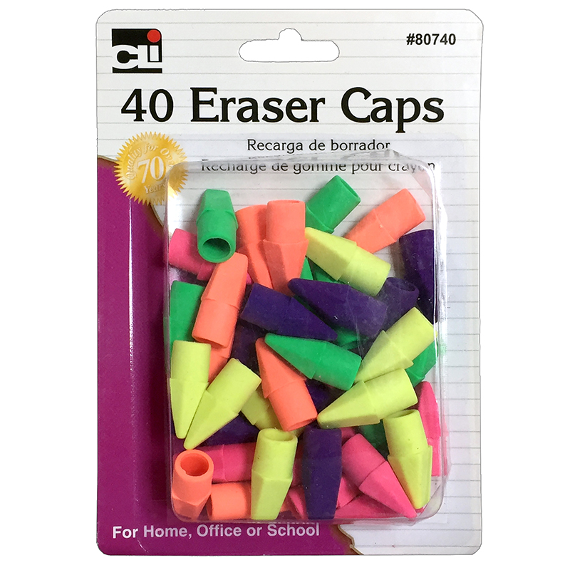 Picture of Charles Leonard CHL80740 Pencil Eraser Caps&#44; Assorted Color