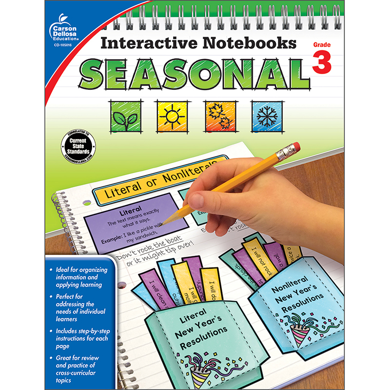 Picture of Carson Dellosa CD-105016 Interactive Notebooks Seasonal Resource Book - Grade 3