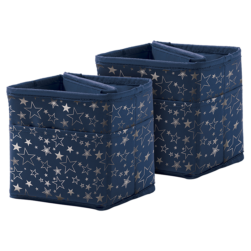 Picture of Carson Dellosa CD-158185 Tabletop Storage - Navy with Silver Stars Pocket Chart Storage