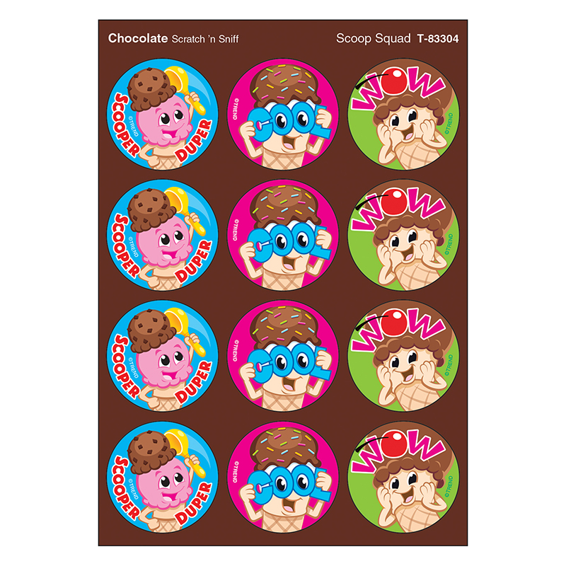 TREND enterprises Scoop Squad/Chocolate Stinky Stickers, 48 Per Pack, 6 Packs, Multicolor, 1.25" (Pack of 6)