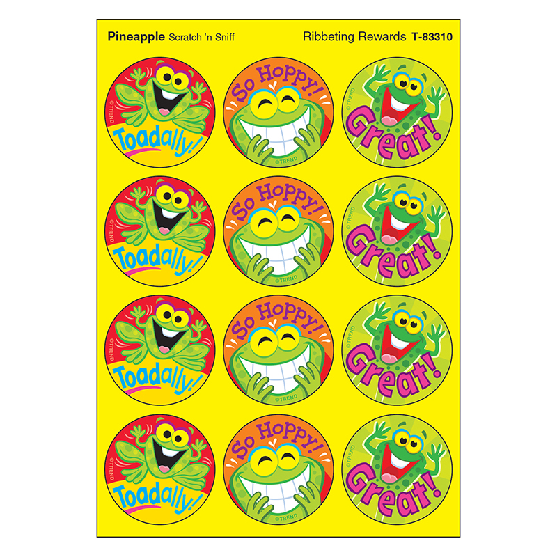 Ribbeting Rewards/Pineapple Stinky Stickers?, 48 Per Pack, 6 Packs