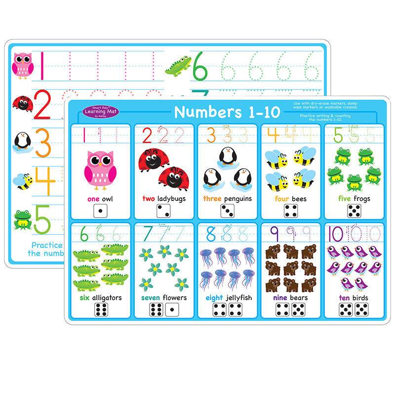 Picture of Ashley Productions ASH95023 12 x 17 in. Double-Sided Numbers 1-10 Learning Mat
