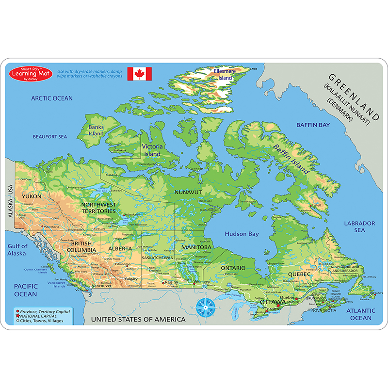 Picture of Ashley Productions ASH95024 12 x 17 in. Double-Sided Canadian Map Learning Mat