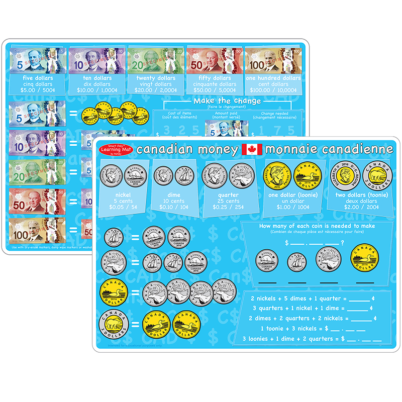 Picture of Ashley Productions ASH95029 12 x 17 in. Double-Sided Canadian Money Learning Mat