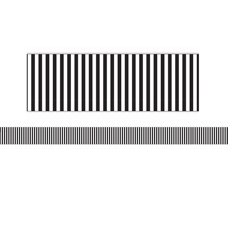 Picture of Eureka EU-845322 Simply Sassy Black & White Stripe Wide Diecut Deco Trim