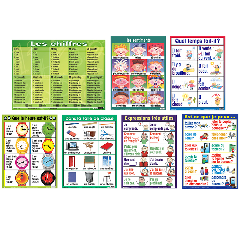 Picture of Poster Pals PSZPS56 24 x 18 in. French Essential Classroom Posters Set