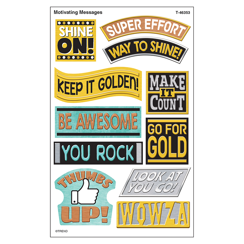 I Metal Motivating Messages superShapes Stickers - Large, 88 Count