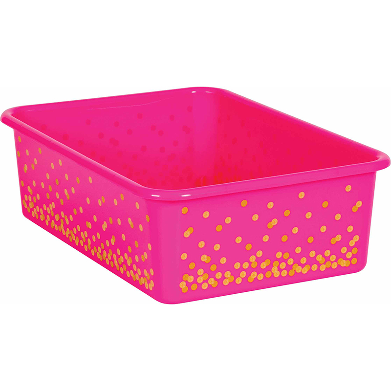 Picture of Teacher Created Resources TCR20898 Pink Confetti Plastic Bin&#44; Large