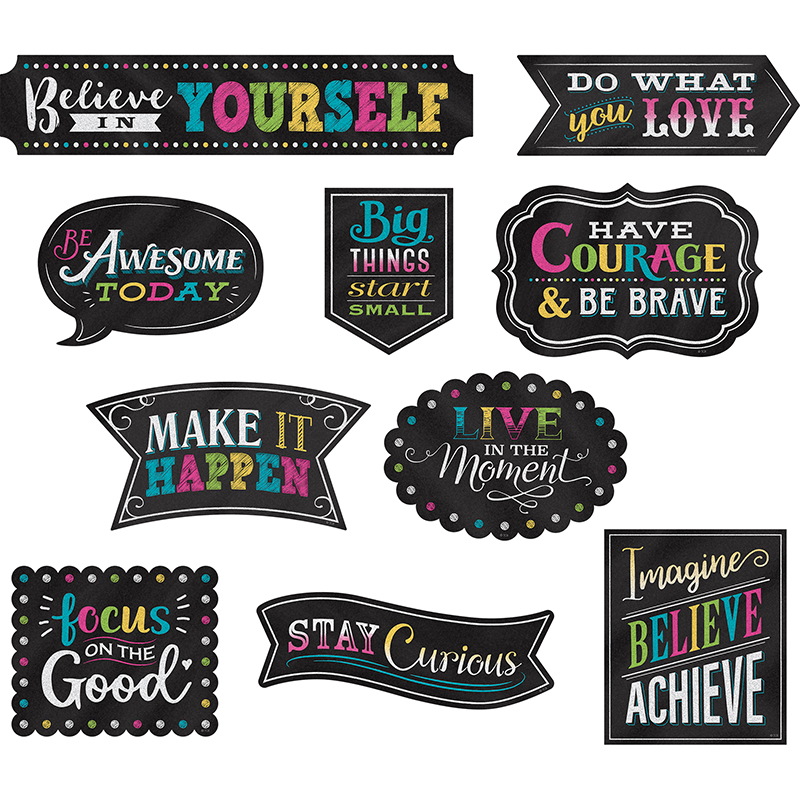 Picture of Teacher Created Resources TCR77881 3-10 in. Clingy Thingies Chalkboard Brights Positive Sayings Accents