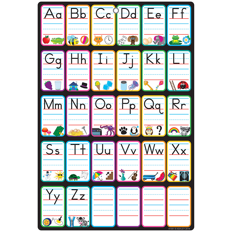 Ashley Productions ASH91061BN Smart Poly? Chart, 13" x 19", ABC Pictures, w/Grommet, Pack of 10