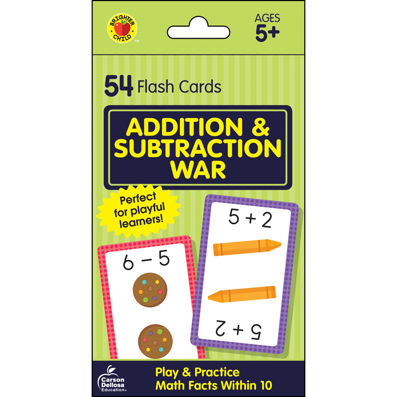 Picture of Carson Dellosa CD-734083 Addition & Subtraction War Flash Cards - Multi Color