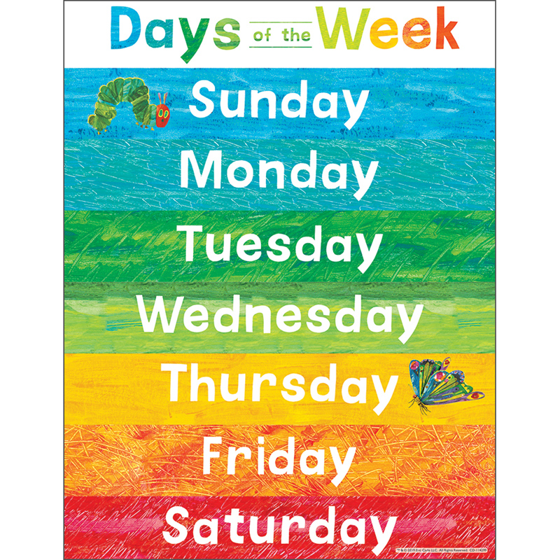 Picture of Carson Dellosa CD-114299 World of Eric Carle Days of the Week Chart - Multi Color