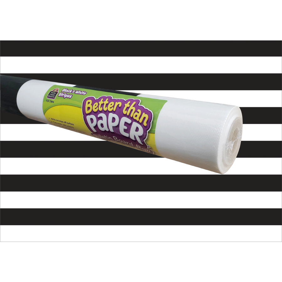 Black & White Stripes Better Than Paper Bulletin Board Roll, 4 Count -  Teacher Created Resources, TE825591