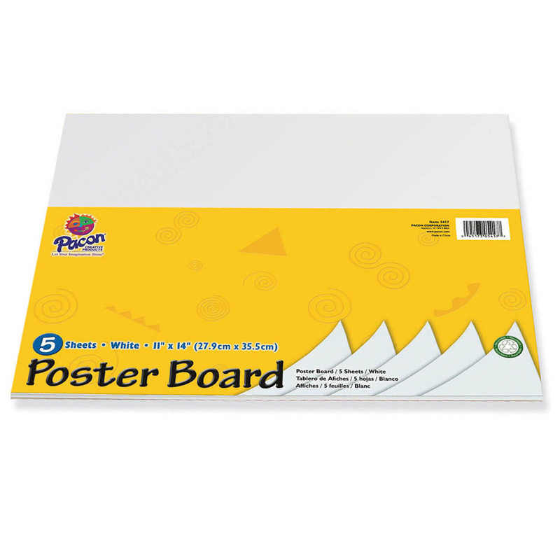 Pacon  Peacock Poster Board Packs, White - Pack of 12