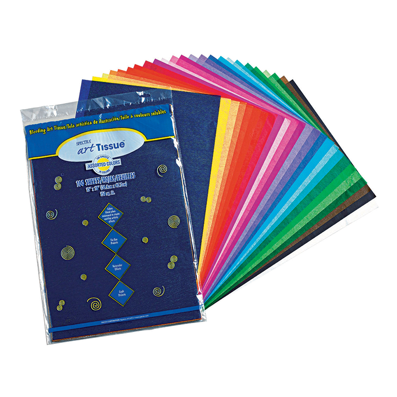 Deluxe Bleeding Art Tissue, 25 Colors, 12 x 18", 100 Sheets/Pk, PK3