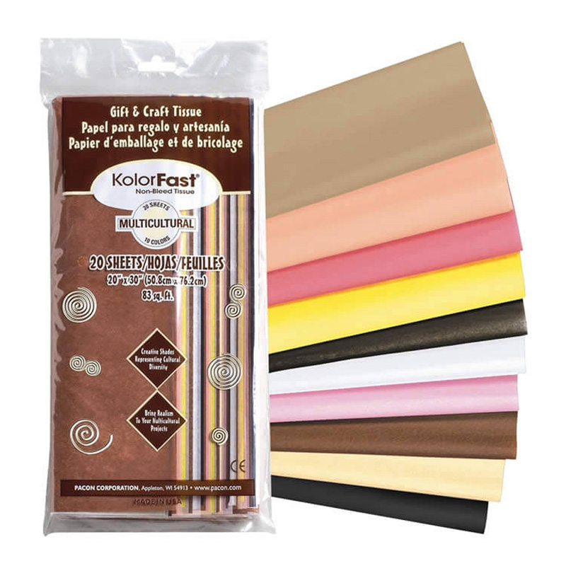 Pacon  Kolorfast Art Tissue Multicultural, 20 x 30 in. - 20 Sheets - Pack of 6