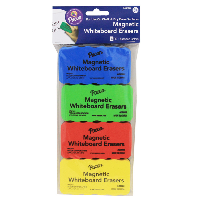 Magnetic Foam Erasers - 4 Per Pack - Pack of 3