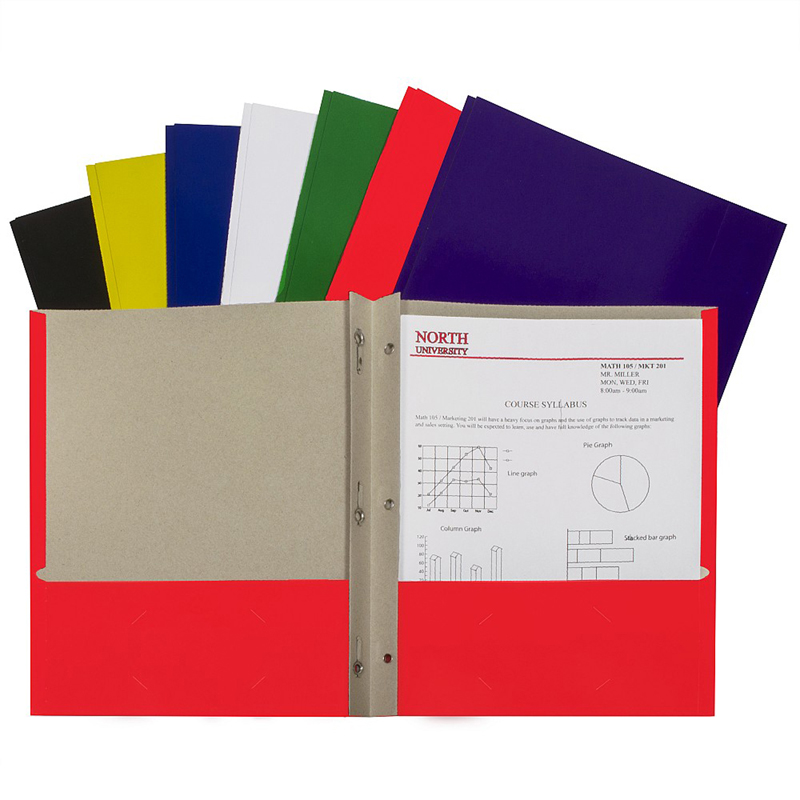 C-Line Products  Portfolio with Prongs, Assorted - 48 Each