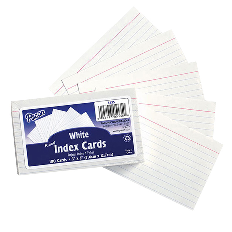 Picture of Pacon PAC5135-12 3 x 5 in. White Ruled Index Cards - 100 Per Pack - Pack of 12