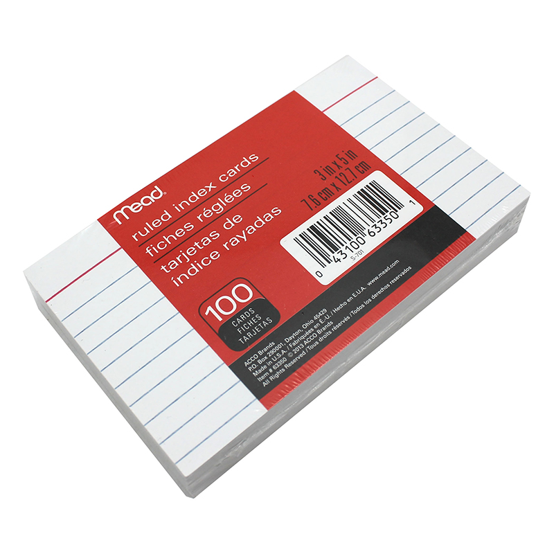 Picture of Mead Products MEA63350-12 3 x 5 in. Cards Index Ruled - 100 Count - Pack of 12