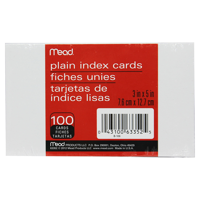 Picture of Mead Products MEA63352-12 3 x 5 in. Cards Index Plain - 100 Count - Pack of 12