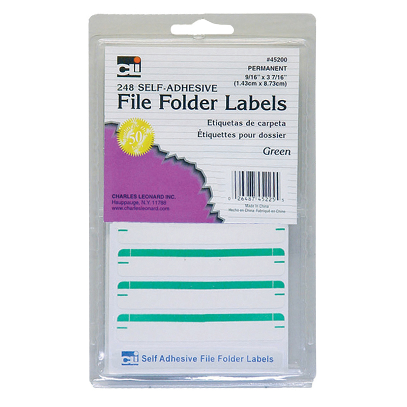 Picture of Charles Leonard CHL45225-12 File Folder Labels&#44; Green - Pack of 12