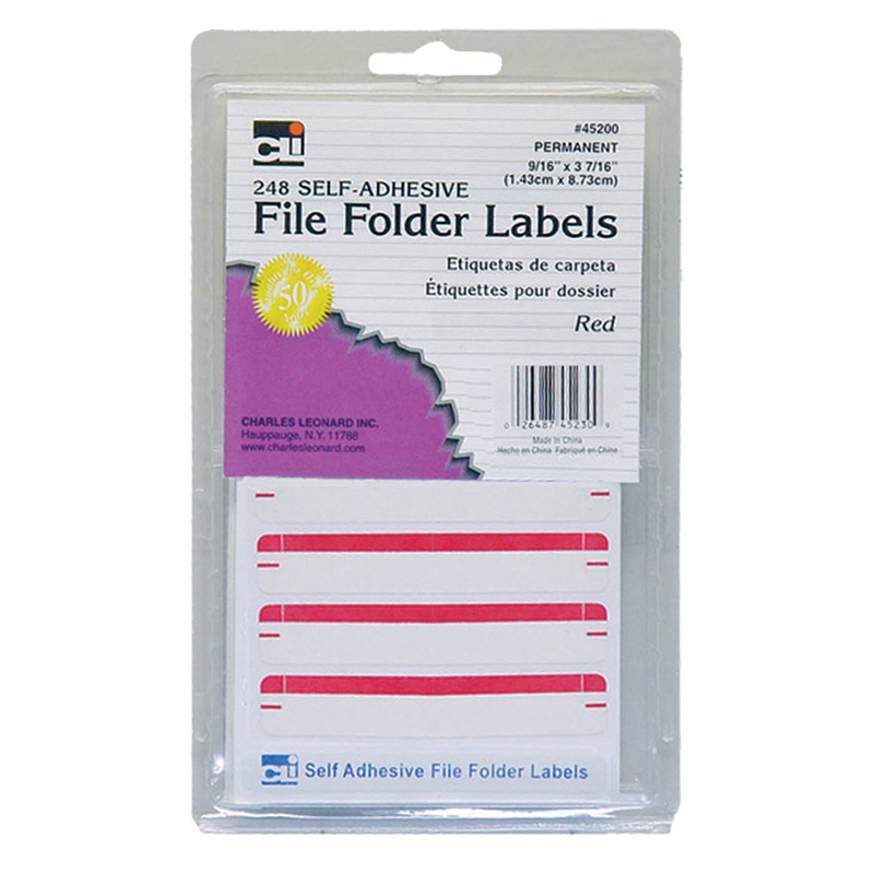 Picture of Charles Leonard CHL45230-12 File Folder Labels&#44; Red - Pack of 12