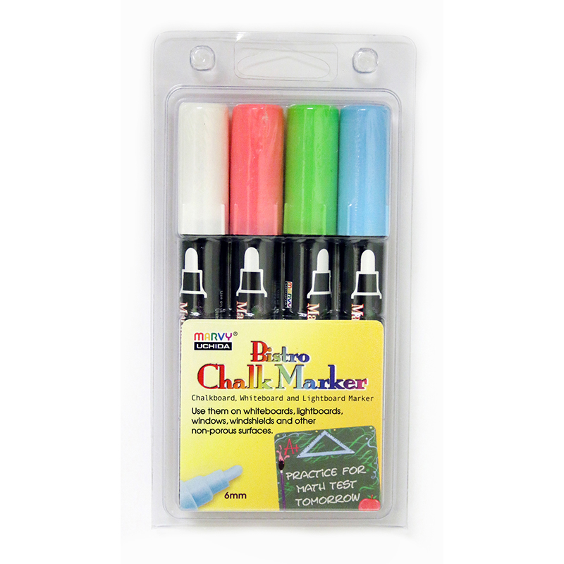 UCH4804ED-2 Bistro Chalk Markers Broad Tip 4 Color Set, Assorted - Pack of 2 -  Uchida Of America