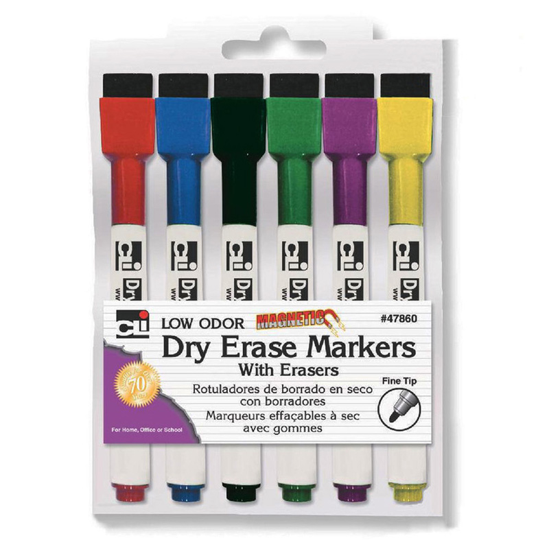 Picture of Charles Leonard CHL47860-6 Magnetic Dry Erase Markers with Eraser - 6 Each