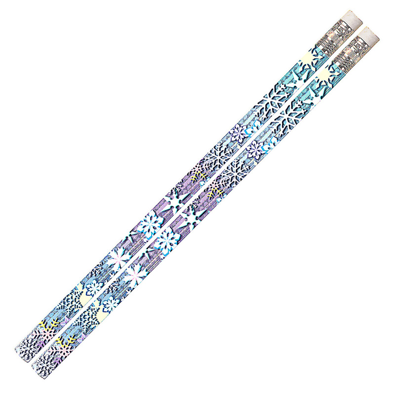 MUS1063D-12 Snowflake Glitters Motivational Fun Pencils - 12 Dazon