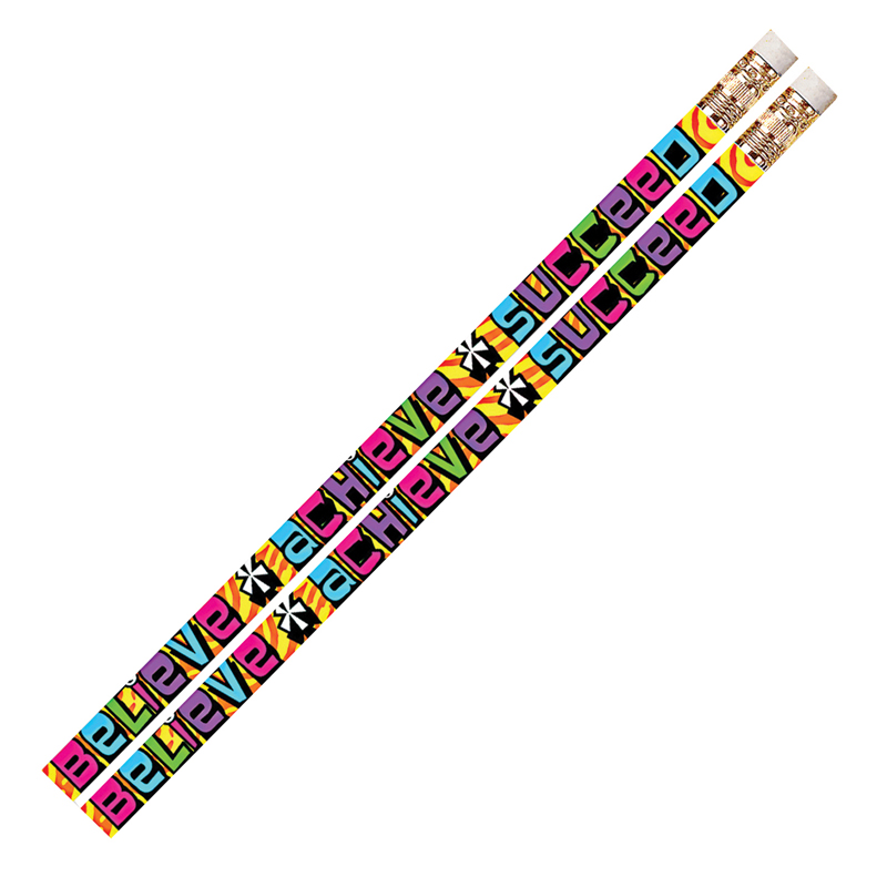 Believe Achieve Succeed Motivational Fun Pencils - 12 Dazon