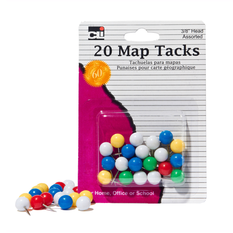 CHARLES LEONARD (12 PK) MAP TACKS 20 PER PK