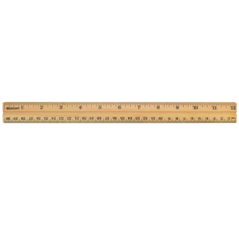 12 in. Westcott School Ruler Wood Single - 36 Each