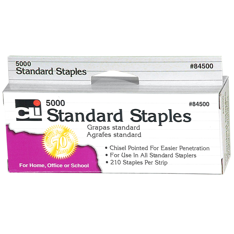 Chisel Point Standard Staples - 5000 Per Box - Box of 20