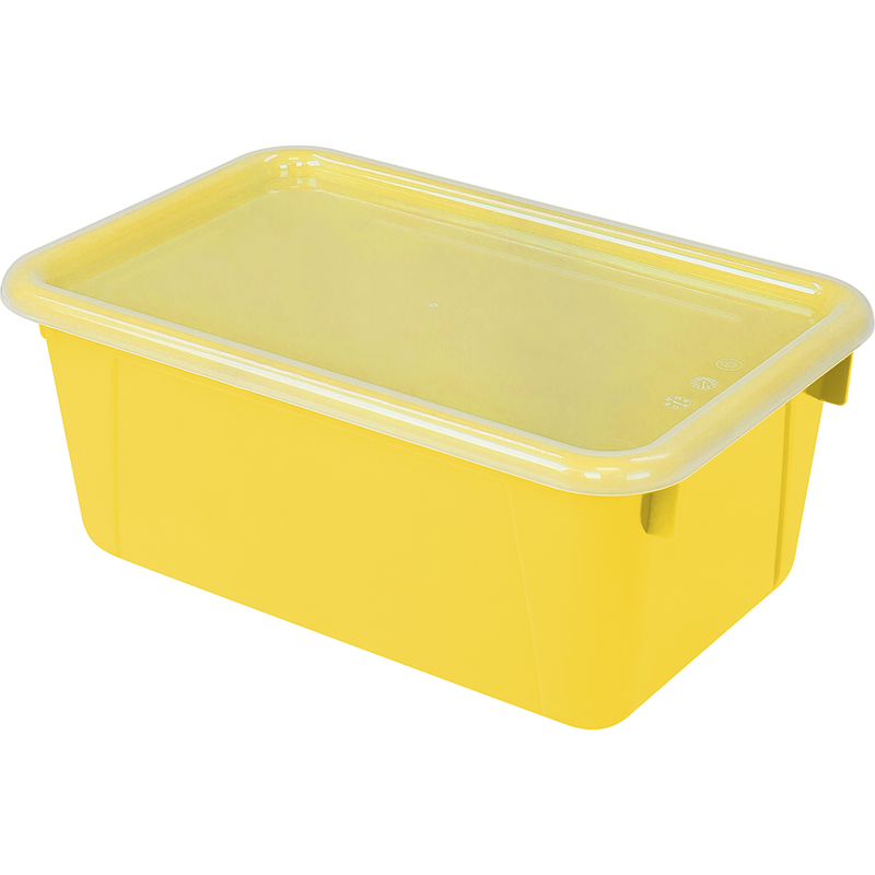 Picture of Storex Industries STX62410U06C-2 Small Cubby Bin with Cover Yellow Classroom - 2 Each