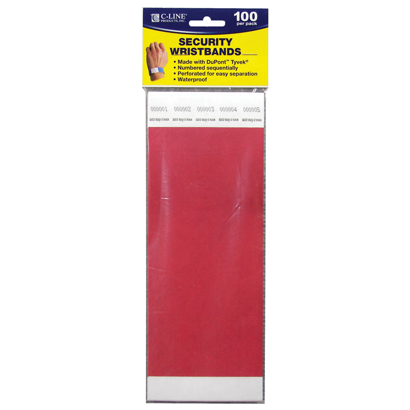 Picture of C-Line Products CLI89104-2 Dupont Tyvek Red Security Wristbands - 100 Per Pack - Pack of 2