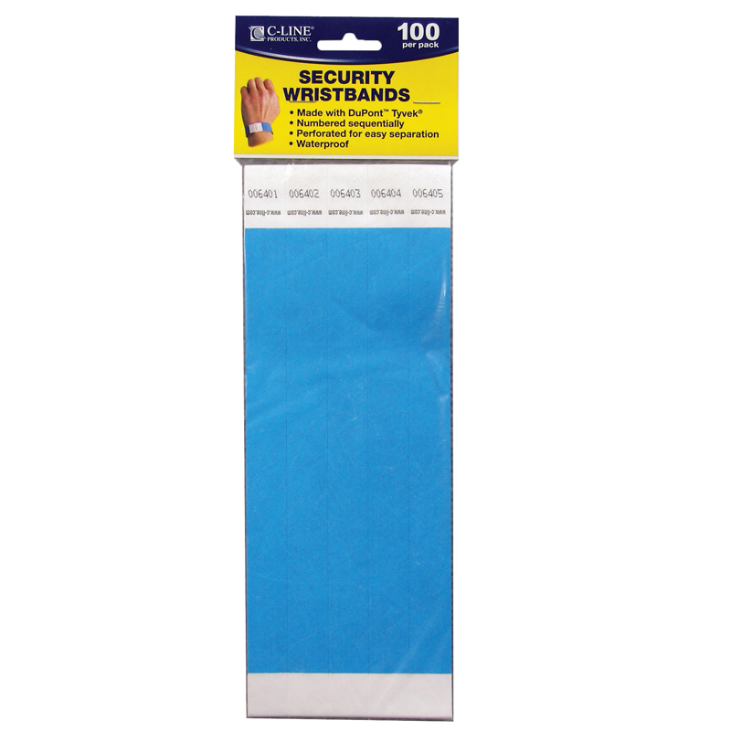Picture of C-Line Products CLI89105-2 Dupont Tyvek Blue Security Wristbands - 100 Per Pack - Pack of 2