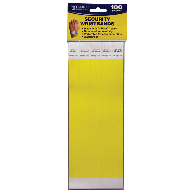 Picture of C-Line Products CLI89106-2 Dupont Tyvek Yellow Security Wristbands - 100 Per Pack - Pack of 2