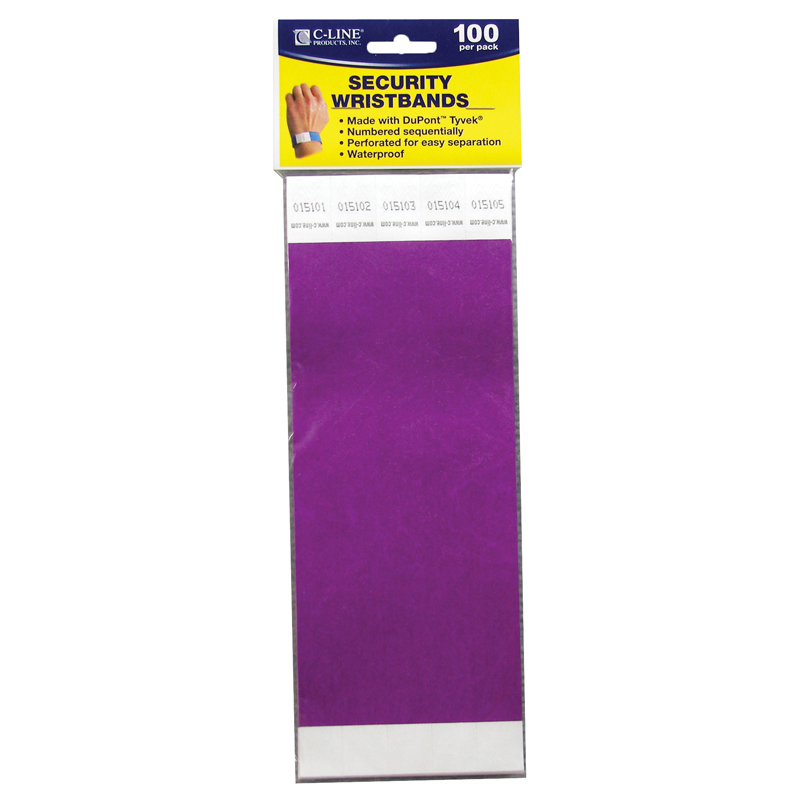 Picture of C-Line Products CLI89109-2 Dupont Tyvek Purple Security Wristbands - 100 Per Pack - Pack of 2