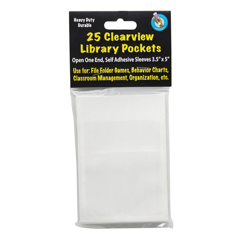 Picture of Ashley Productions ASH10408-3 Clear View Self Adhesive Pockets Library Pocket&#44; 3.5 x 5 in. - 3 Each