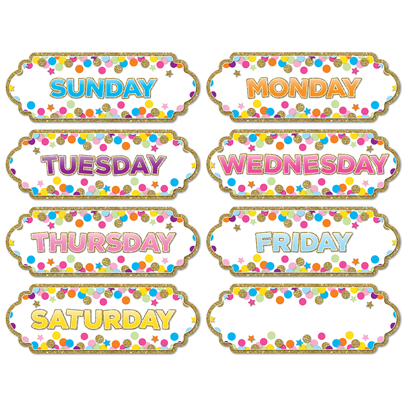 Picture of Ashley Productions ASH19006-6 Magnetic Confetti Days The Week - Pack of 6