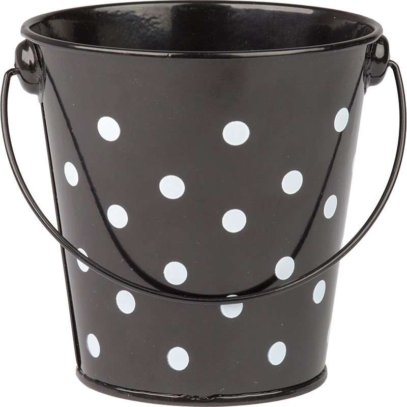 Picture of Teacher Created Resources TCR20825-6 Black Polka Dots Bucket - 6 Each