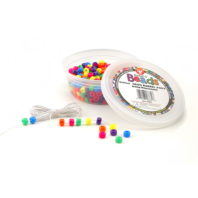 Picture of Hygloss Products HYG6832-6 Neon Barrel Beads - 6 Each