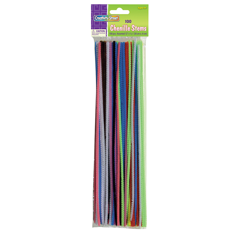 12 in. Creativity Street Chenille Stems Assorted Stems - 100 Per Pack - Pack of 12