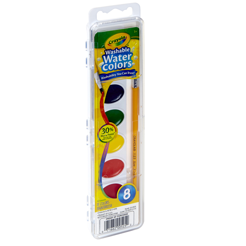 Picture of Crayola BIN525-6 Washable Watercolors 8 with Brush - 6 Each