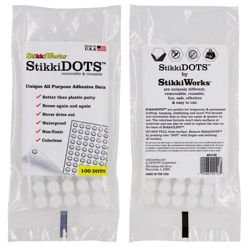StikkiWorks Stikkidots Dots - 100 Per Pack - Pack of 6